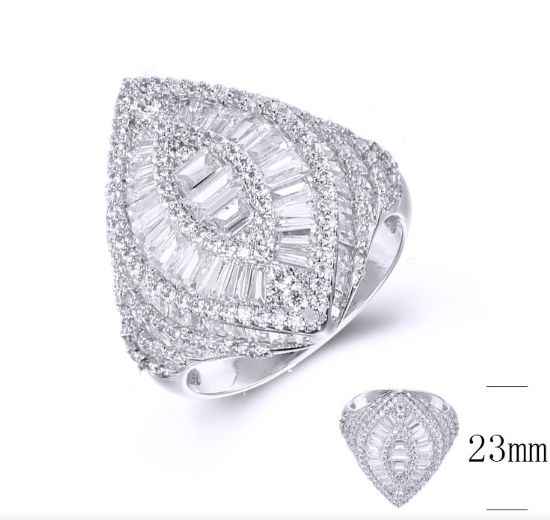 SJ36508, Ladies' Moissanite Ring, S925, Rhodium Plated, White, 6.09g