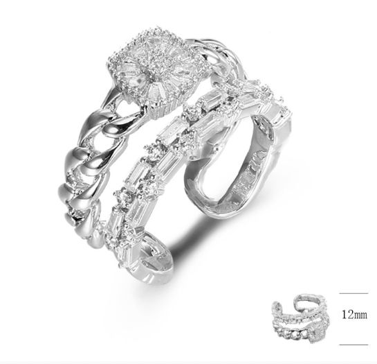 SJ42650, Ladies' Moissanite Ring, S925, Rhodium Plated, White, 4.9g