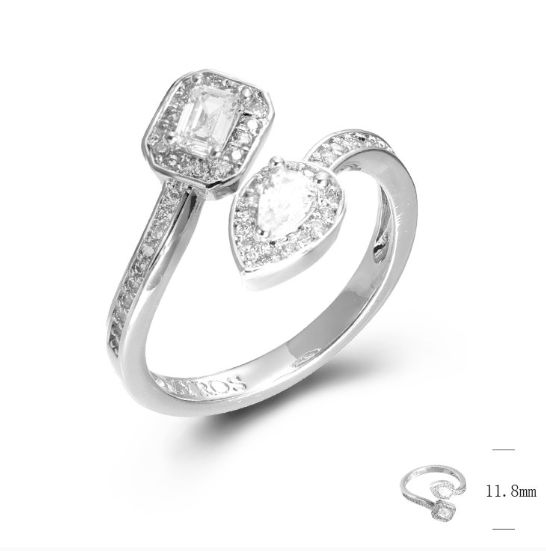 SJ47259, Ladies' Moissanite Ring, S925, Rhodium Plated, White, 2.8g
