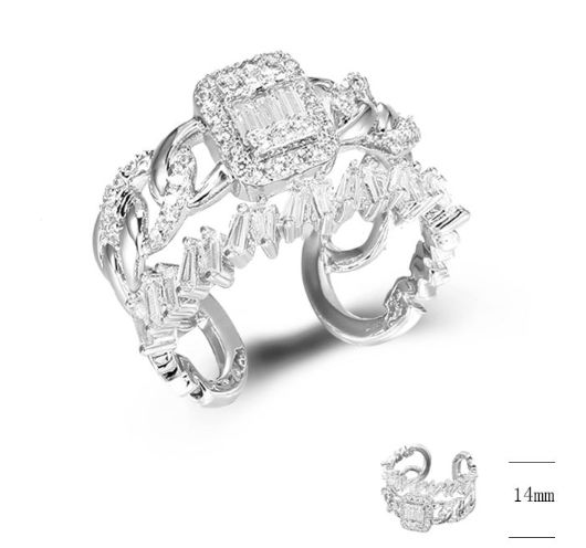 SJ42647, Ladies' Moissanite Ring, S925, Rhodium Plated, White, 5.24g
