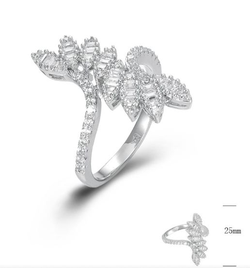 SJ45342, Ladies' Moissanite Ring, S925, Rhodium Plated, White, 3.85g