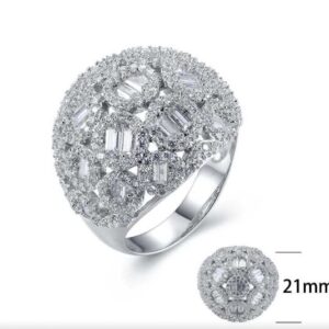 SJ27243, Ladies' Moissanite Ring, S925, Rhodium Plated, White, 8.19g