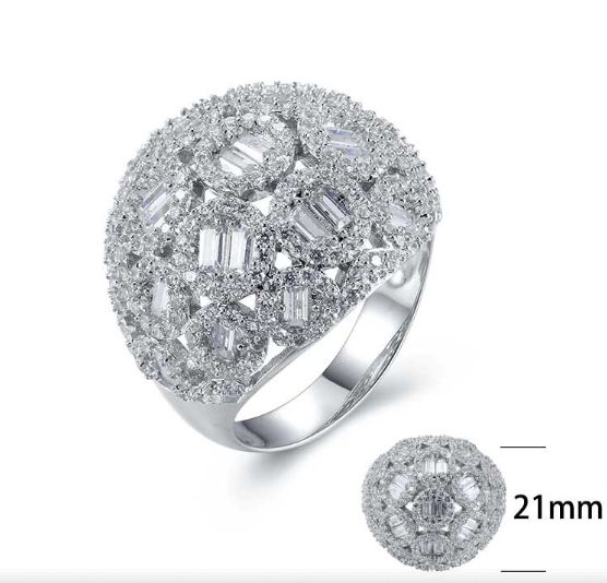 SJ27243, Ladies' Moissanite Ring, S925, Rhodium Plated, White, 8.19g