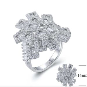 SJ26436-C, Ladies' Moissanite Ring, S925, Rhodium + Black Rhodium Plated, Silver, 7.09g
