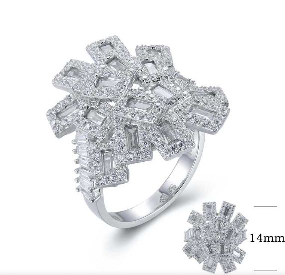 SJ26436-C, Ladies' Moissanite Ring, S925, Rhodium + Black Rhodium Plated, Silver, 7.09g
