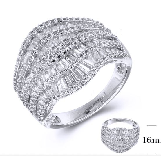 SJ36509, Ladies' Moissanite Ring, S925, Rhodium Plated, White, 6.12g