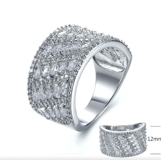 SJ27380, Ladies' Moissanite Ring, S925, Rhodium Plated, White, 6.05g