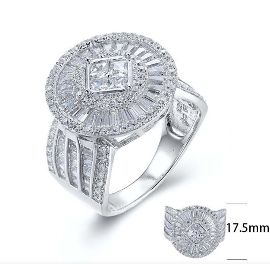 SJ25356, Ladies' Moissanite Ring, S925, Rhodium Plated, White, 7.78g