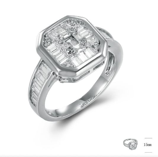 SJ43870, Ladies' Moissanite Ring, S925, Rhodium Plated, White, 4.3g