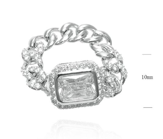 SJ44808, Ladies' Moissanite Ring, S925, Rhodium Plated, White, 4.29g