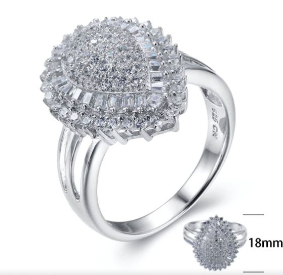 SJ25263, Ladies' Moissanite Ring, S925, Rhodium Plated, White, 5.21g