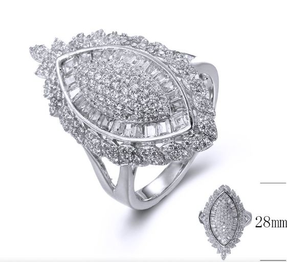 SJ35816, Ladies' Moissanite Ring, S925, Rhodium Plated, White, 5.06g