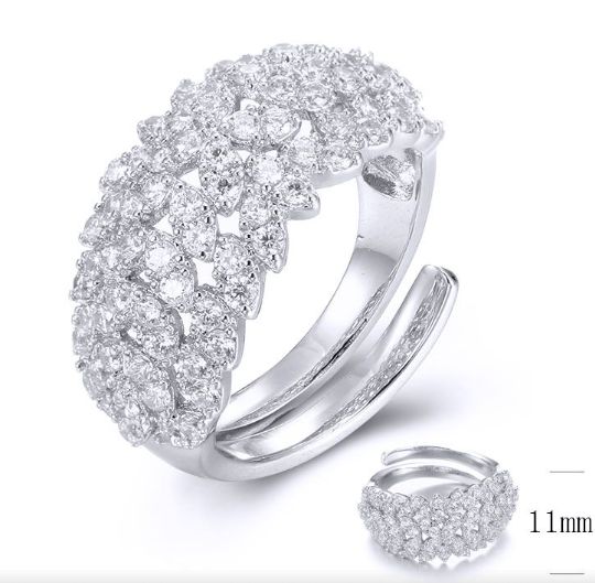 SJ33093, Ladies' Moissanite Ring, S925, Rhodium Plated, White, 3.8g