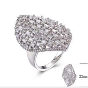 SJ29832, Ladies' Moissanite Ring, S925, Rhodium Plated, White, 7.1g