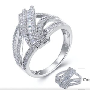 SJ25278, Ladies' Moissanite Ring, S925, Rhodium Plated, White, 4.23g
