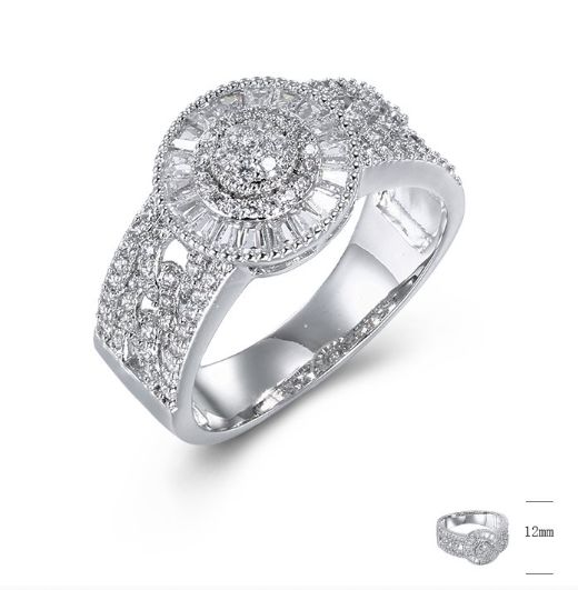 SJ43433, Ladies' Moissanite Ring, S925, Rhodium Plated, White, 4.73g