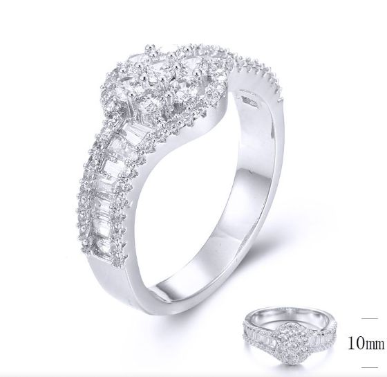 SJ33491, Ladies' Moissanite Ring, S925, Rhodium Plated, White, 4.1g