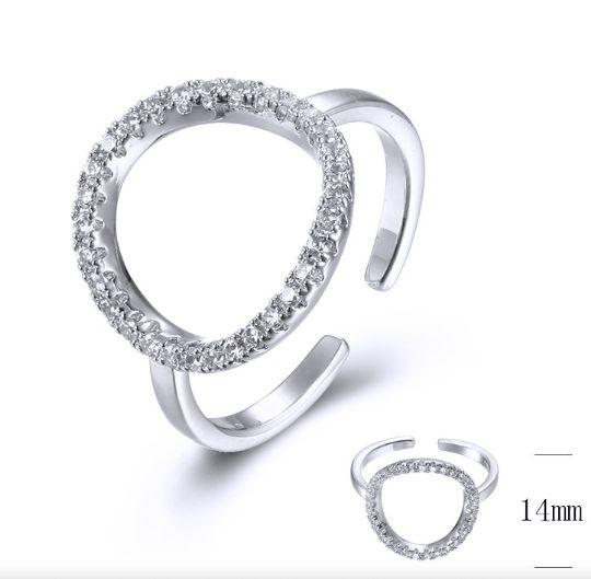 SJ38561, Ladies' Moissanite Ring, S925, Rhodium Plated, White, 1.79g