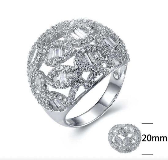 SJ27246, Ladies' Moissanite Ring, S925, Rhodium Plated, White, 7.06g
