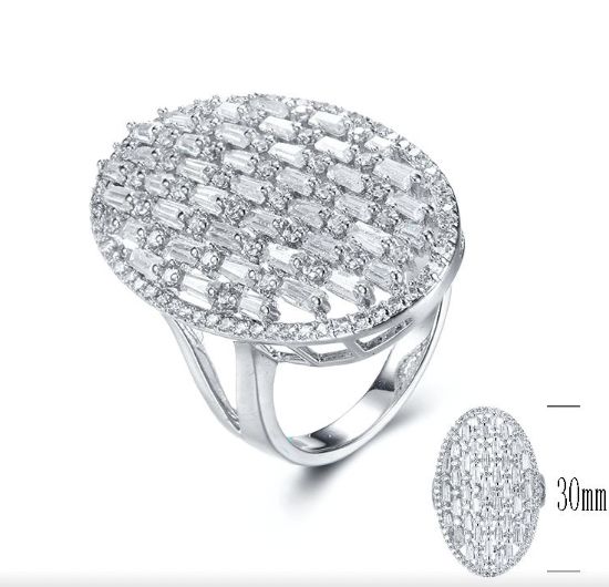 SJ28945, Ladies' Moissanite Ring, S925, Rhodium Plated, White, 6.27g