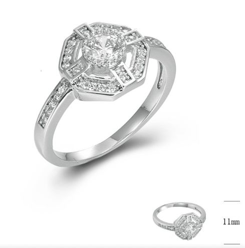 SJ44797, Ladies' Moissanite Ring, S925, Rhodium Plated, White, 3g