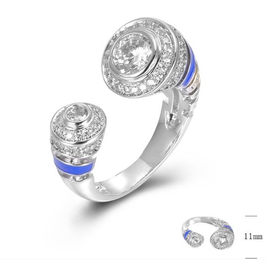 SJ45437, Ladies' Moissanite Ring, S925, Rhodium Plated, White, 7.92g