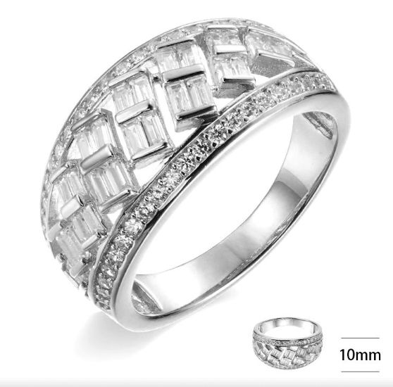 SJ41222, Ladies' Moissanite Ring, S925, Rhodium Plated, White, 3.93g
