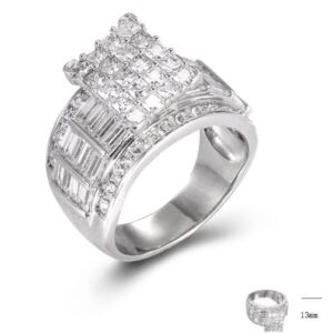 SJ43116, Ladies' Moissanite Ring, S925, Rhodium Plated, White, 9.2g