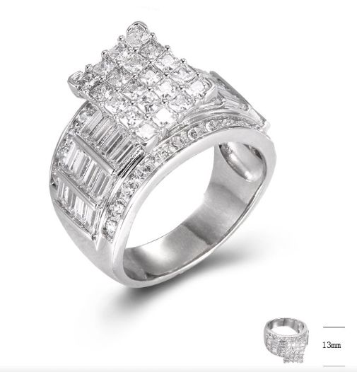 SJ43116, Ladies' Moissanite Ring, S925, Rhodium Plated, White, 9.2g