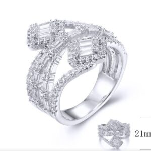 SJ33891, Ladies' Moissanite Ring, S925, Rhodium Plated, White, 6.35g