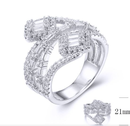 SJ33891, Ladies' Moissanite Ring, S925, Rhodium Plated, White, 6.35g