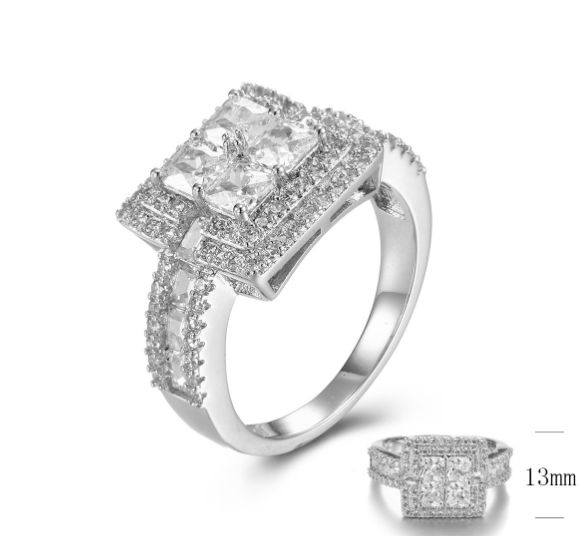 SJ29143, Ladies' Moissanite Ring, S925, Rhodium Plated, White, 6.45g
