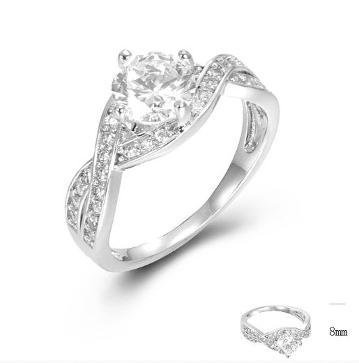 SJ45836, Ladies' Moissanite Ring, S925, Rhodium Plated, White, 2.84g