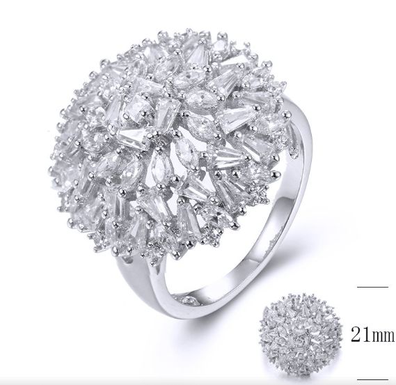 SJ35796, Ladies' Moissanite Ring, S925, Rhodium Plated, White, 5.6g