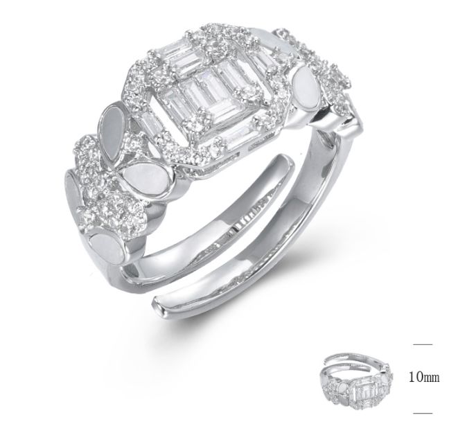 SJ46920, Ladies' Moissanite Ring, S925, Rhodium Plated, White, 3.36g