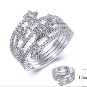 SJ38563, Ladies' Moissanite Ring, S925, Rhodium Plated, White, 4.6g