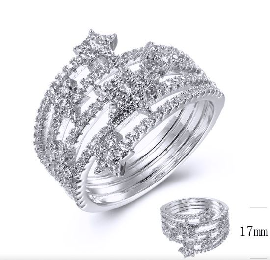 SJ38563, Ladies' Moissanite Ring, S925, Rhodium Plated, White, 4.6g