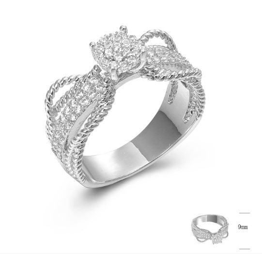 SJ44858, Ladies' Moissanite Ring, S925, Rhodium Plated, White, 4.7g