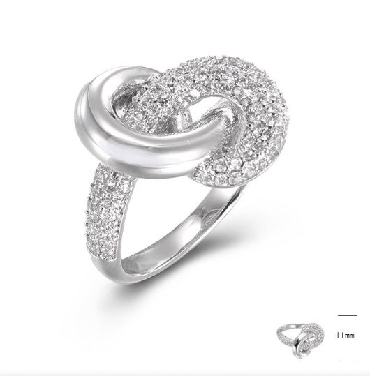 SJ43549, Ladies' Moissanite Ring, S925, Rhodium Plated, White, 3.75g