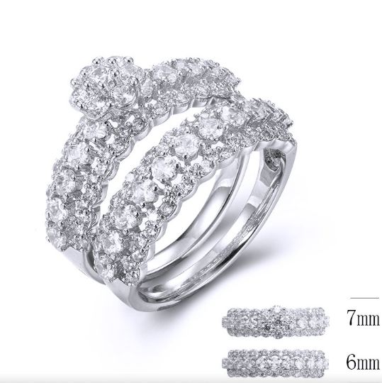 SJ33798, Ladies' Moissanite Ring, S925, Rhodium Plated, White, 2.56g