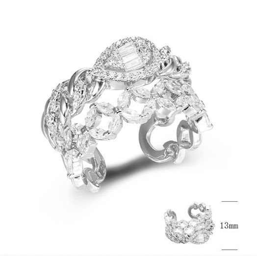 SJ42648, Ladies' Moissanite Ring, S925, Rhodium Plated, White, 6.4g