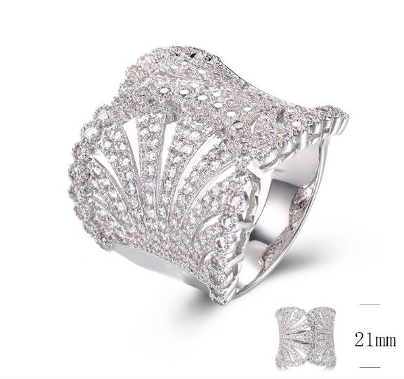 SJ29387, Ladies' Moissanite Ring, S925, Rhodium Plated, White, 8.06g
