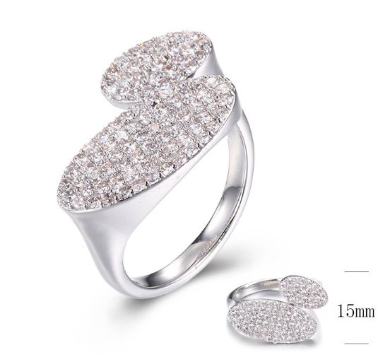 SJ29658, Ladies' Moissanite Ring, S925, Rhodium Plated, White, 3.67g