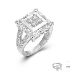 SJ44829, Ladies' Moissanite Ring, S925, Rhodium Plated, White, 5.7g