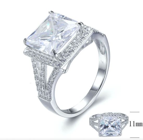 SJ22295, Ladies' Moissanite Ring, S925, Rhodium Plated, White, 4.63g
