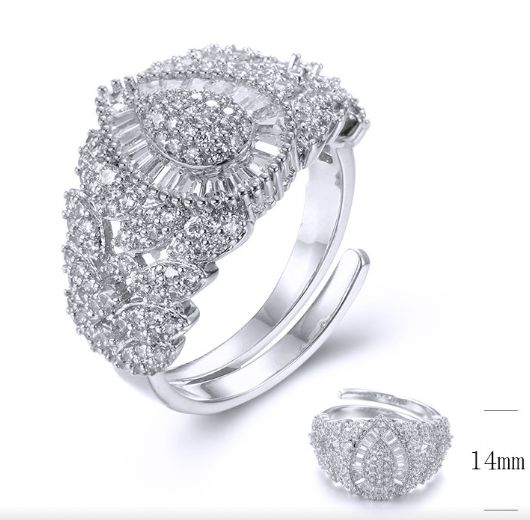 SJ34032, Ladies' Moissanite Ring, S925, Rhodium Plated, White, 4.13g