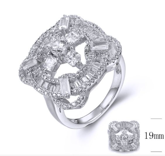 SJ35791, Ladies' Moissanite Ring, S925, Rhodium Plated, White, 6.99g