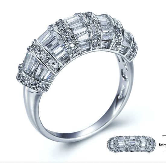 SJ22826, Ladies' Moissanite Ring, S925, Rhodium Plated, White, 4.72g