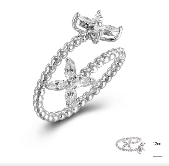 SJ43554, Ladies' Moissanite Ring, S925, Rhodium Plated, White, 2.8g