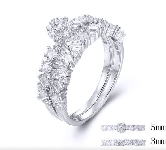 SJ33786, Ladies' Moissanite Ring, S925, Rhodium Plated, White, 3.02g